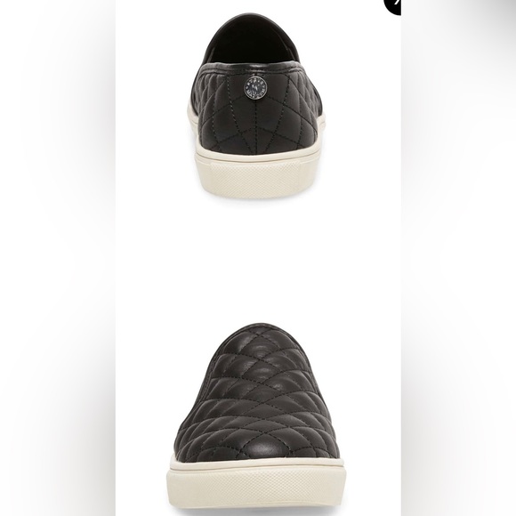 Steve Madden Ecentrcq Patent Leather Quilted Black Slip On Flat Shoes - Picture 10 of 11